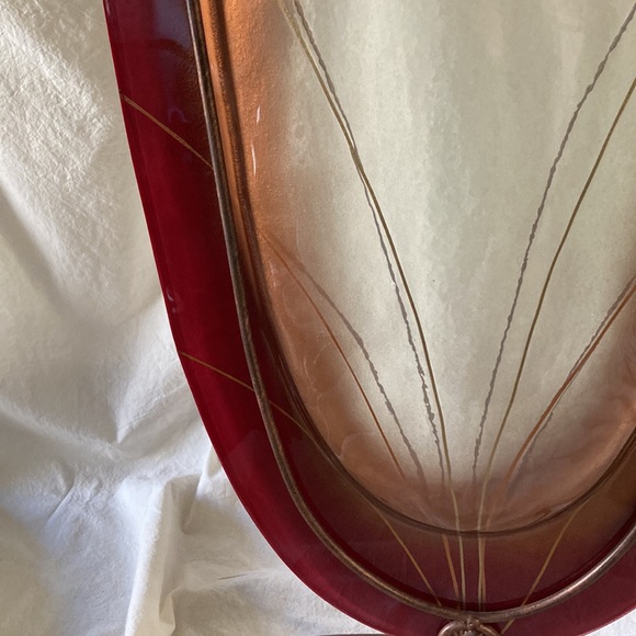 Mark Hines Sculpture Vase Slumped Glass Red Gold. Signed - Picture 5 of 15